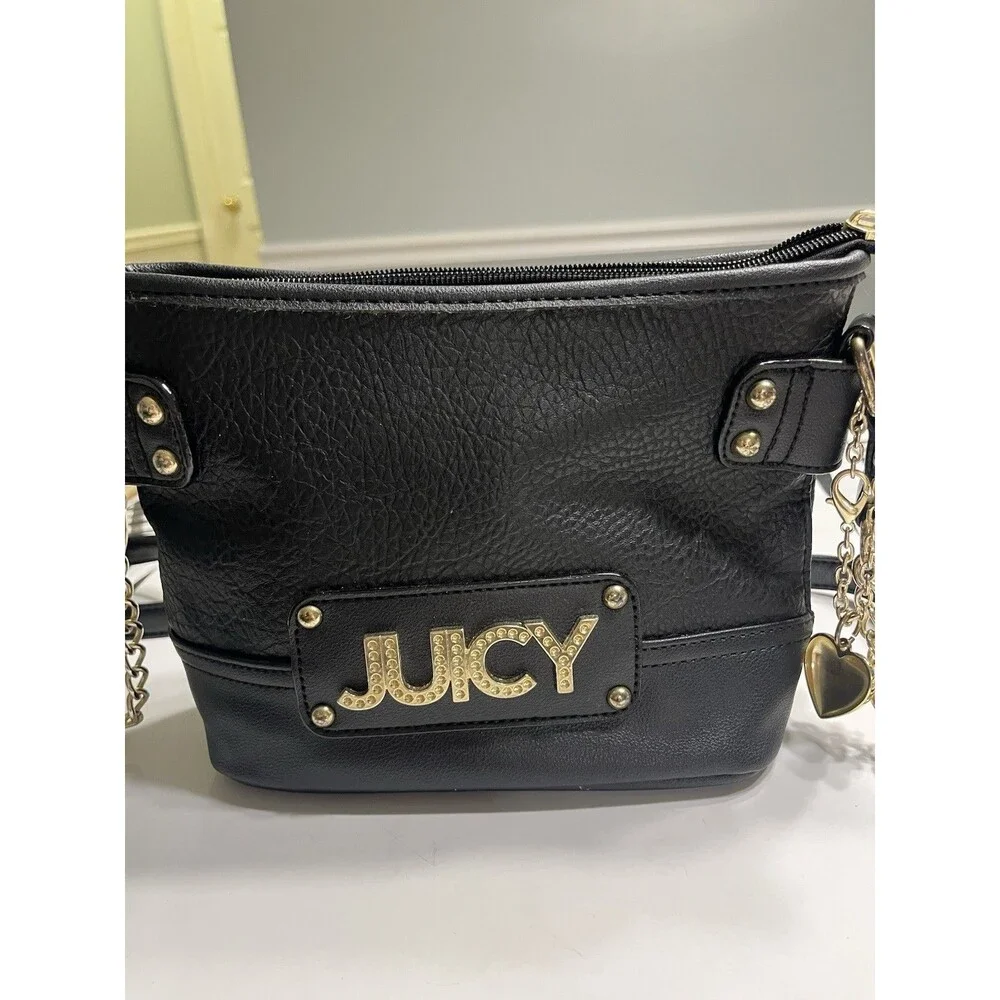 Juicy Couture Black Rhinestone Blingy Handbag Shoulder Purse Crossbody